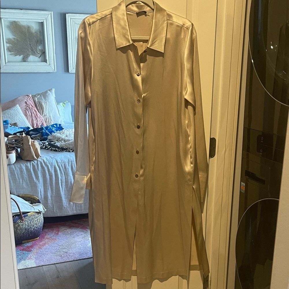 Elegant Cream Shirt Dress